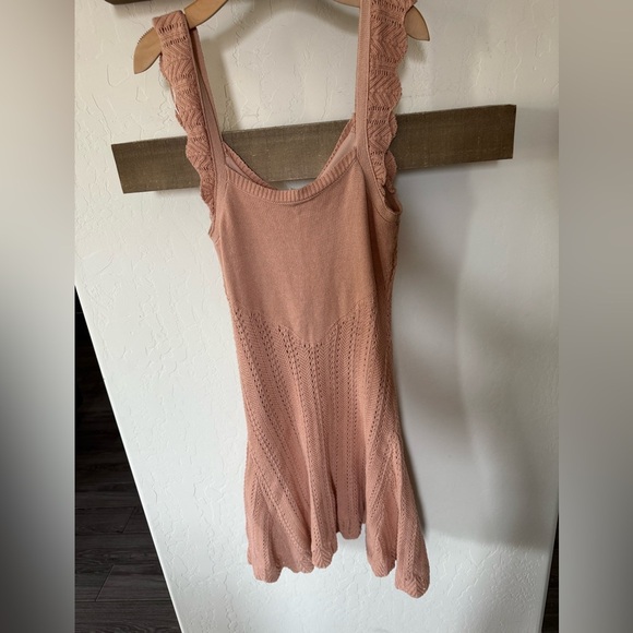 Freshman 1996|Boho knit crotchet sleeveless midi dress,Dusty rose,size large••• - Picture 4 of 11